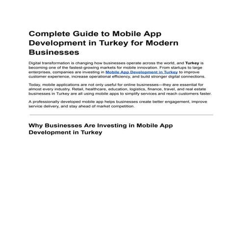 Complete Guide to Mobile App Development in Turkey for Modern ...