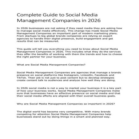 Introduction to Social Media Management. | PDF