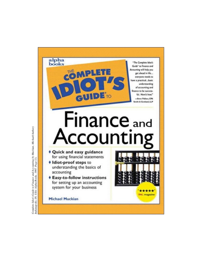 Complete idiot's guide to finance and accounting