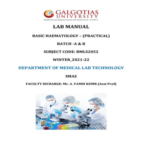 Basic Haematology practical Lab manual