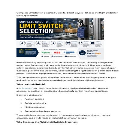 Complete Limit Switch Selection Guide for Industrial Automation Buyers ...