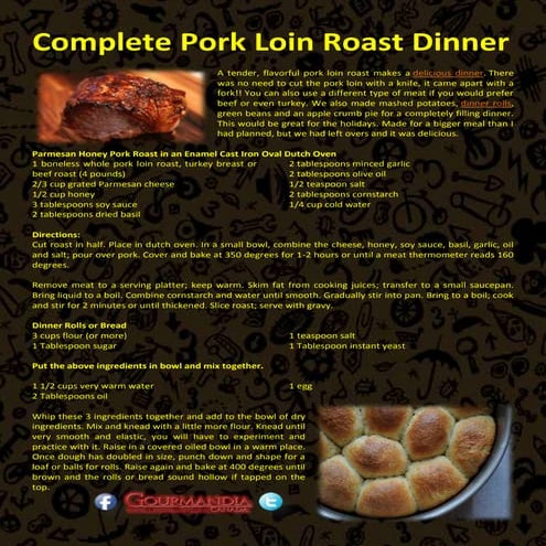 Complete pork loin roast dinner