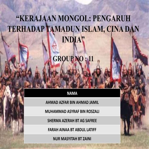 KERAJAAN MONGOL: PENGARUH TERHADAP TAMADUN ISLAM, CINA DAN INDIA