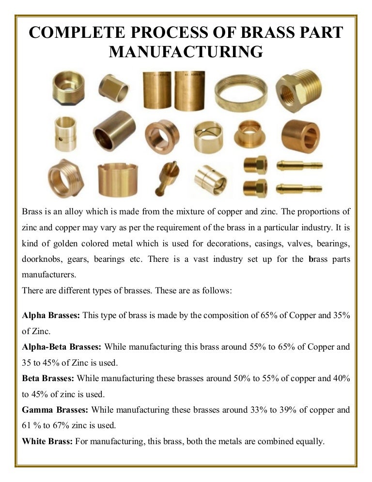 Complete process of brass part manufacturing