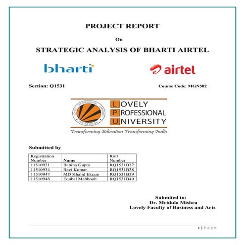 strategic analysis of bharti airtel