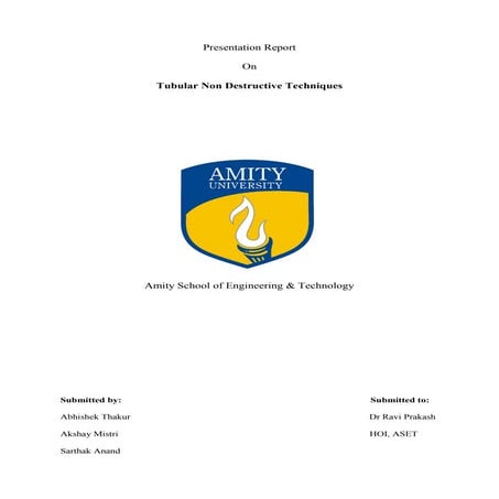 Report on Tubular Non-Destructive Techniques ( Remote Field testing and ...