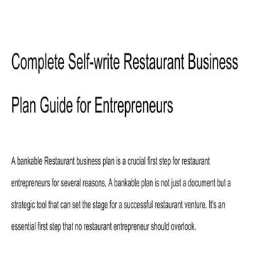 Complete Self-write Restaurant Business Plan Guide for Entrepreneurs