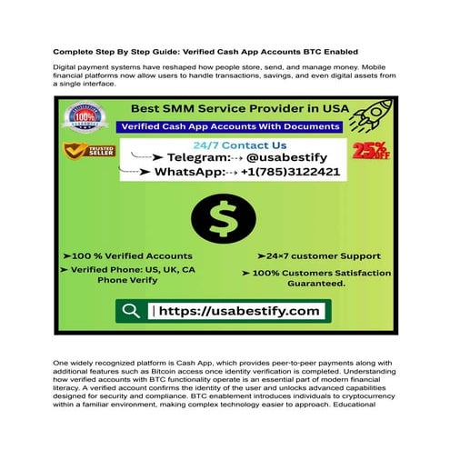 Complete Step By Step Guide Get Verified Cash App Accounts BTC Enabled ...