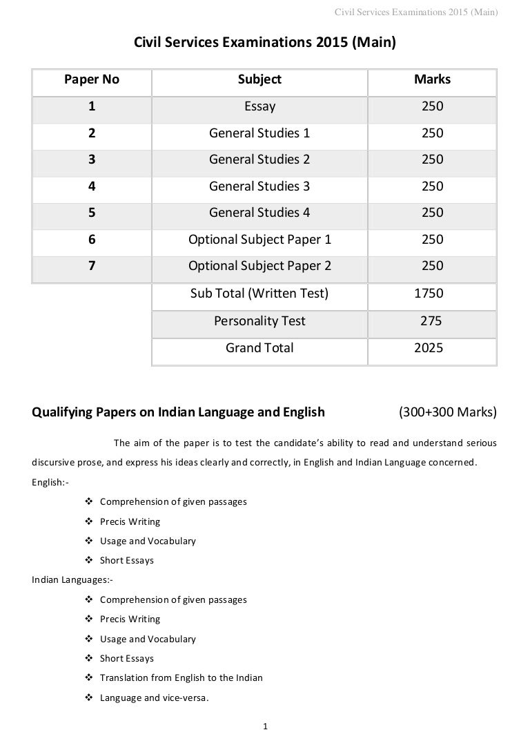 Complete syllabus of civil services examination 2015 (main) for mecha…