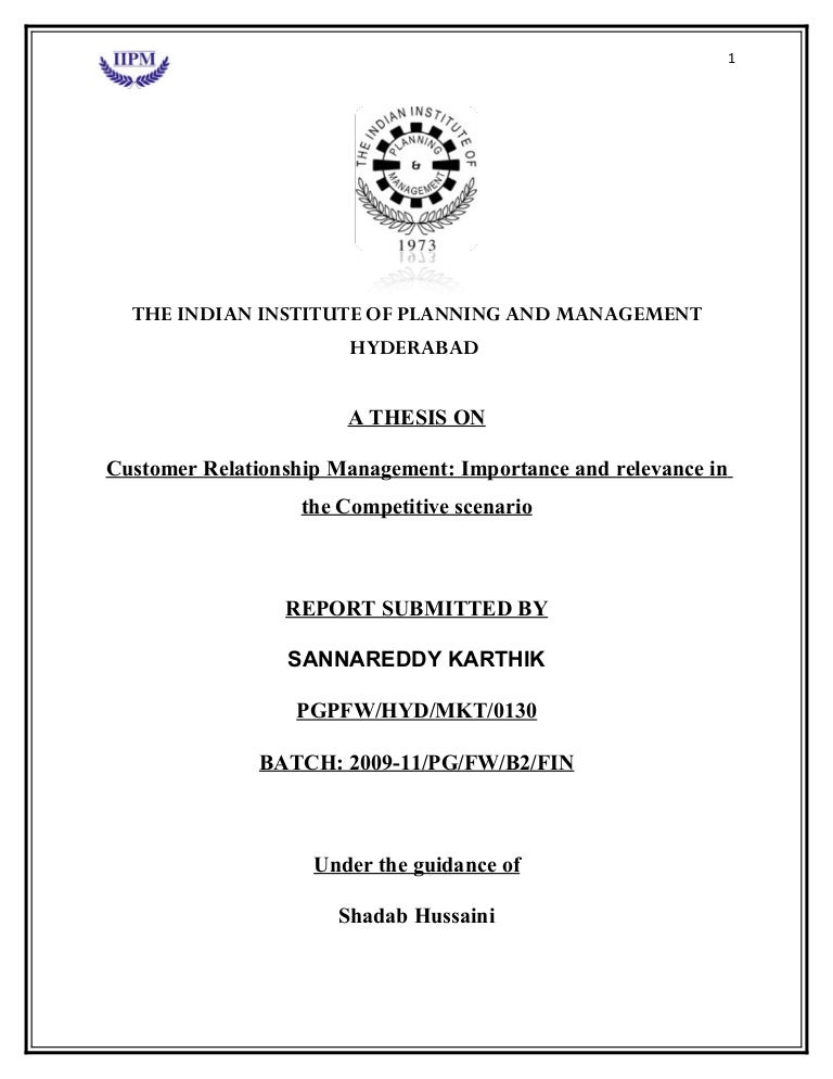 Dissertation proposal on crm