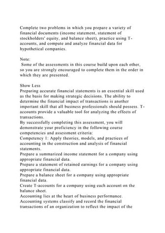 Complete two problems in which you prepare a variety of financial do.docx