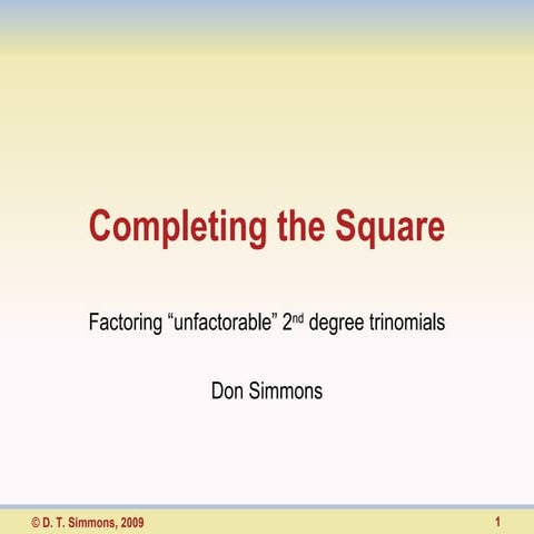 Completing the square