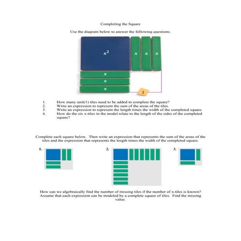 Completing the square notes