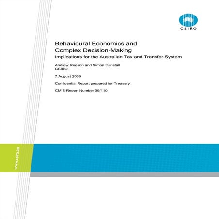 Behavioural Economics & Complex decision making