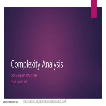 Complexity analysis - The Big O Notation | PPTX
