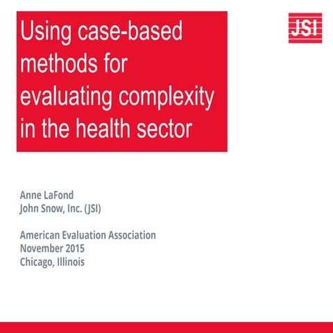 Using Case-based Methods for Evaluating Complexity in the Health Sector