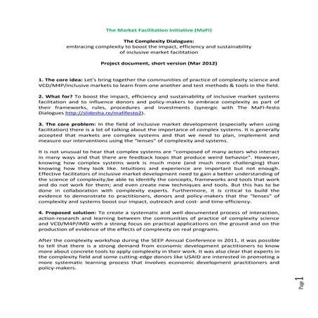 Complexity Dialogues Project, Mar2012, Short