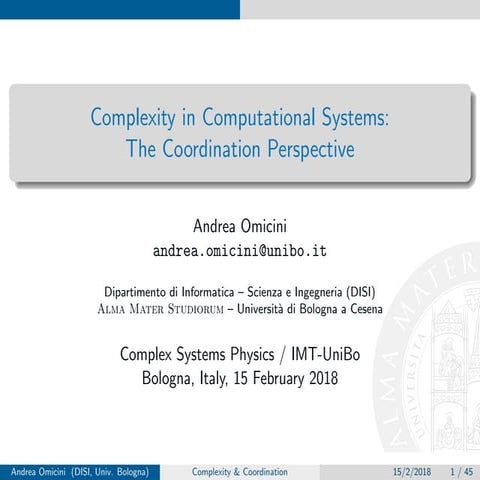 Complexity in computational systems: the coordination perspective