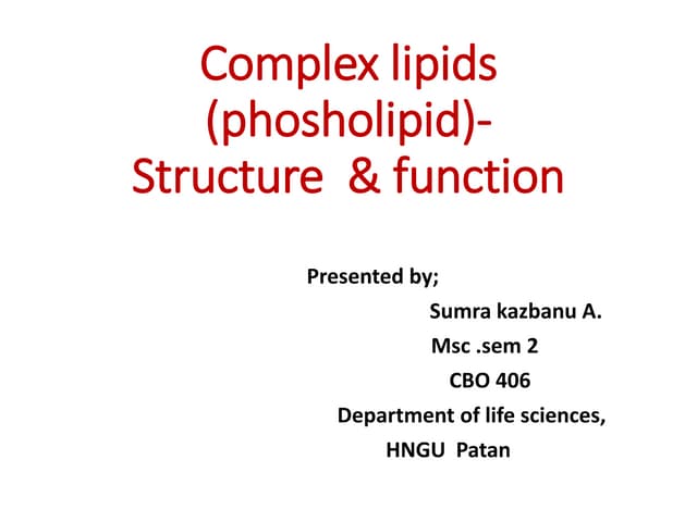 Complex lipids (phosholipid) structure & function