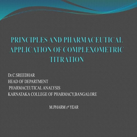 Complexometric TITRATION FOR PG IST SEM 