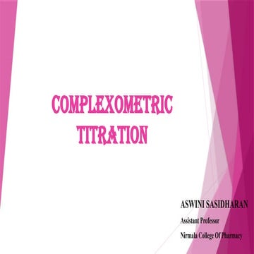 COMPLEXOMETRIC TITRATION, PHARMACEUTICAL ANALYSIS