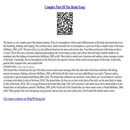 Complex Part Of The Brain Essay