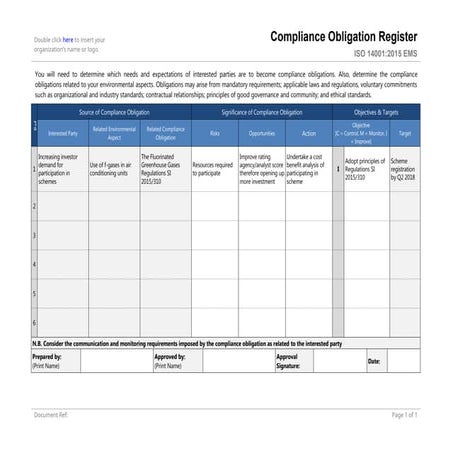 Interested party matrix - ISO 14001:2015 | DOCX