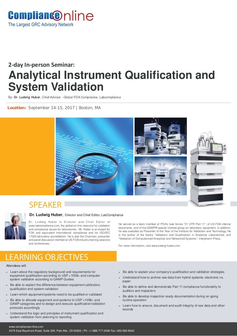 Analytical Instrument Qualification and System Validation