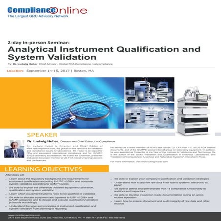 Analytical Instrument Qualification and System Validation