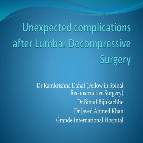 Complications of Lumbar Decompressive Surgery