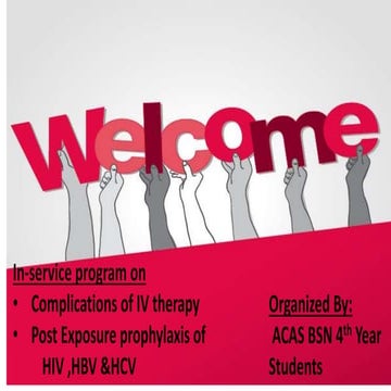 Complications of iv therapy  and post exposure prophylaxis