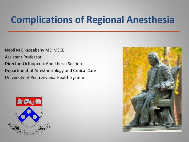Complications of Regional Anesthesia