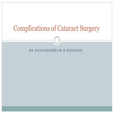 COMPLICATION OF CATARACT SURGERY