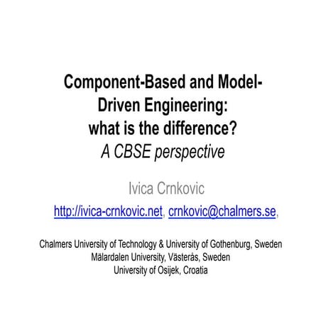 Component-Based and Model-Driven Engineering: what is the difference? A ...