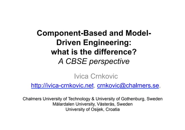 Component-Based and Model-Driven Engineering: what is the difference? A CBSE ...