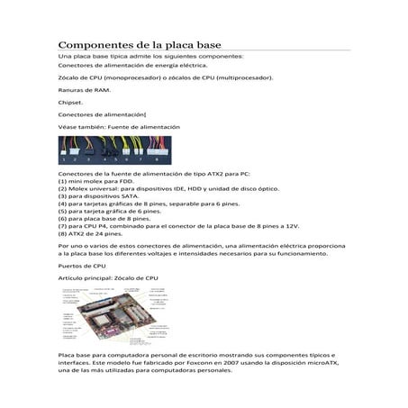 Componentes de la placa base