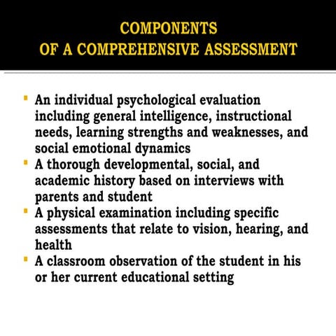 Components & Types of Assessment methods