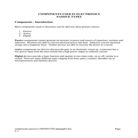 Components   passive