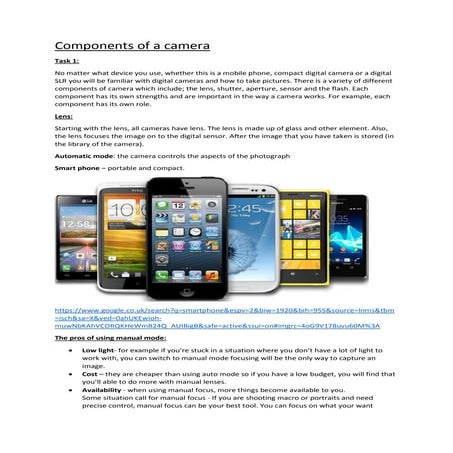 Task 1: Components of a camera