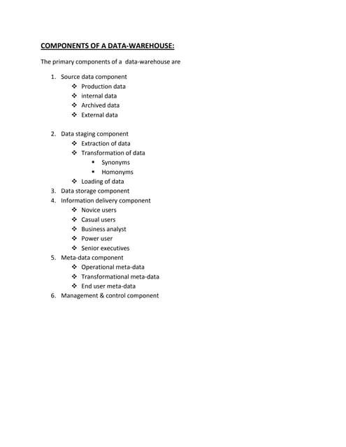 Components of a Data-Warehouse