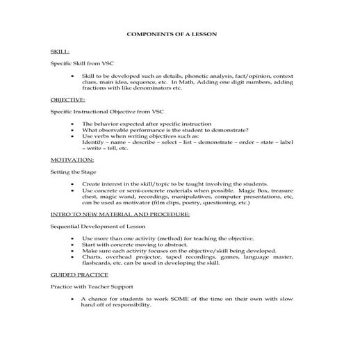 Components of a lesson