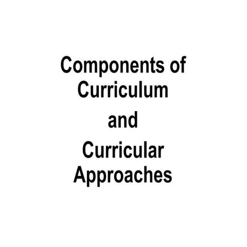 components of curriculum and curricular approaches