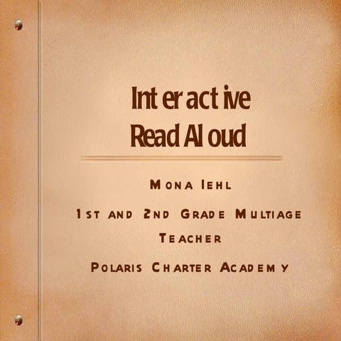 Read Aloud- Think Aloud