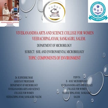 Components of Environment- lithosphere, hydrosphere, atmosphere, biosphere.