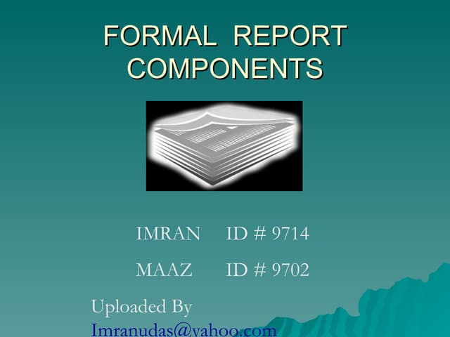 Components Of Formal Report