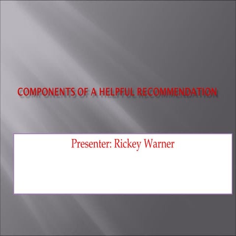 Writing QM Recommendations | PPTX