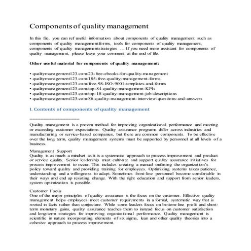 Components of quality management