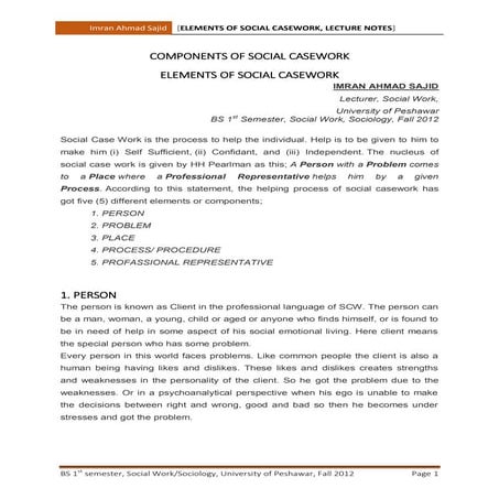 Components of Social Casework by Imran Ahmad Sajid