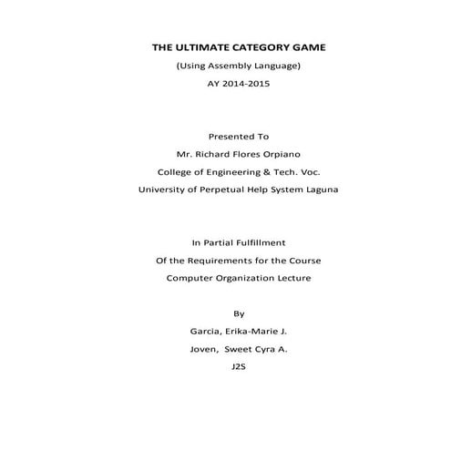 Computer organization game doc proj