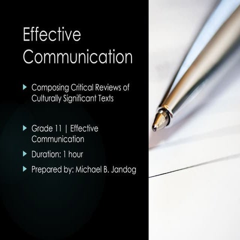 Effective Communication: Writing Critical Reviews and Promoting ...